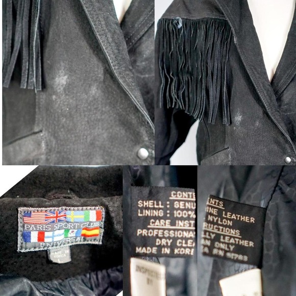 Womens large genuine leather biker boho western fringe jacket - Picture 5 of 5